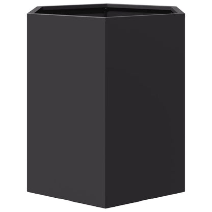 Vasos floreiras de jardim 2 pcs hexagonal 46x40x45 cm aço preto