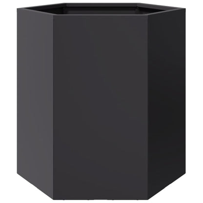 Vasos floreiras de jardim 2 pcs hexagonal 46x40x45 cm aço preto