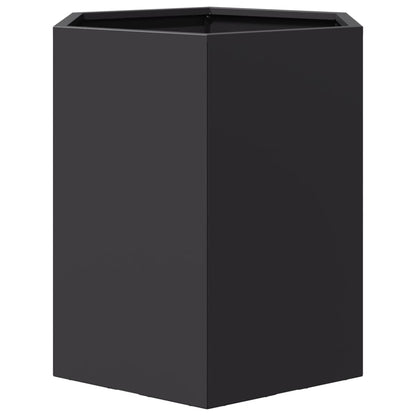 Vasos floreiras de jardim 2 pcs hexagonal 46x40x45 cm aço preto