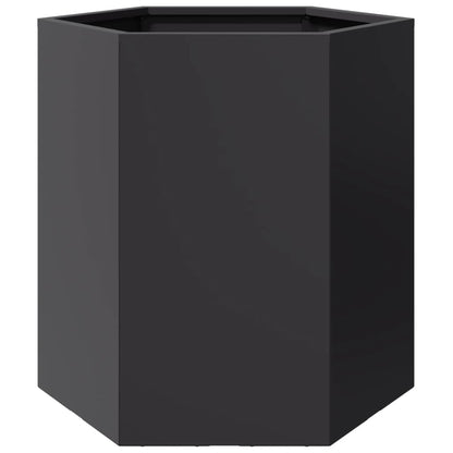 Vasos floreiras de jardim 2 pcs hexagonal 46x40x45 cm aço preto