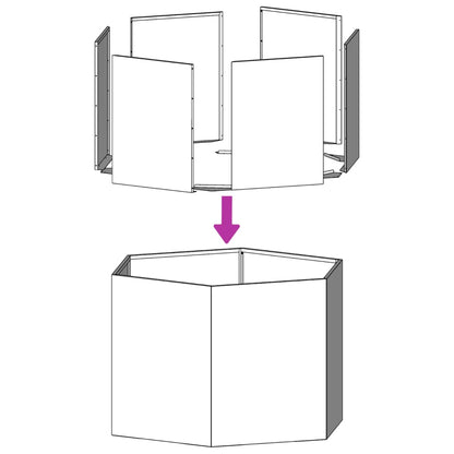 Vasos floreiras de jardim 2 pcs hexagonal 46x40x45 cm aço preto