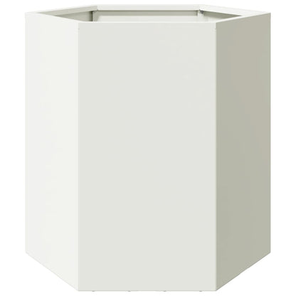 Vasos floreiras de jardim 2 pcs hexagonal 46x40x45cm aço branco
