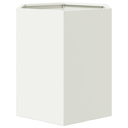 Vasos floreiras de jardim 2 pcs hexagonal 46x40x45cm aço branco