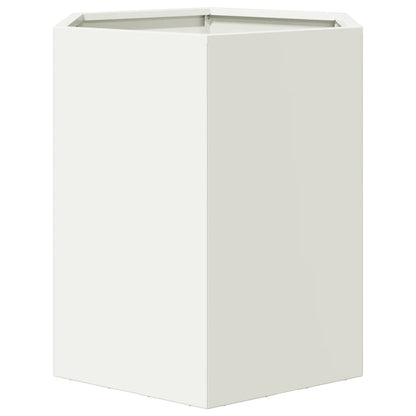 Vasos floreiras de jardim 2 pcs hexagonal 46x40x45cm aço branco