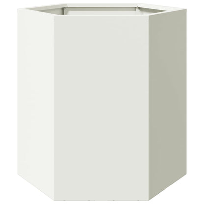Vasos floreiras de jardim 2 pcs hexagonal 46x40x45cm aço branco
