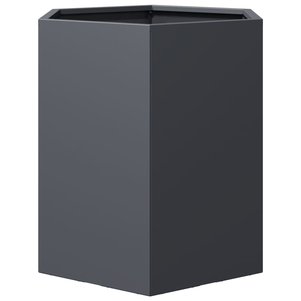Vasos floreiras jardim 2 pcs hexagonal 46x40x45cm aço antracite