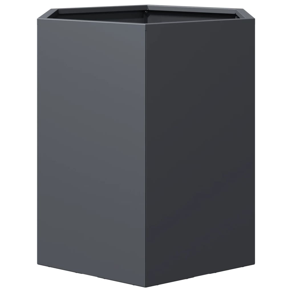 Vasos floreiras jardim 2 pcs hexagonal 46x40x45cm aço antracite