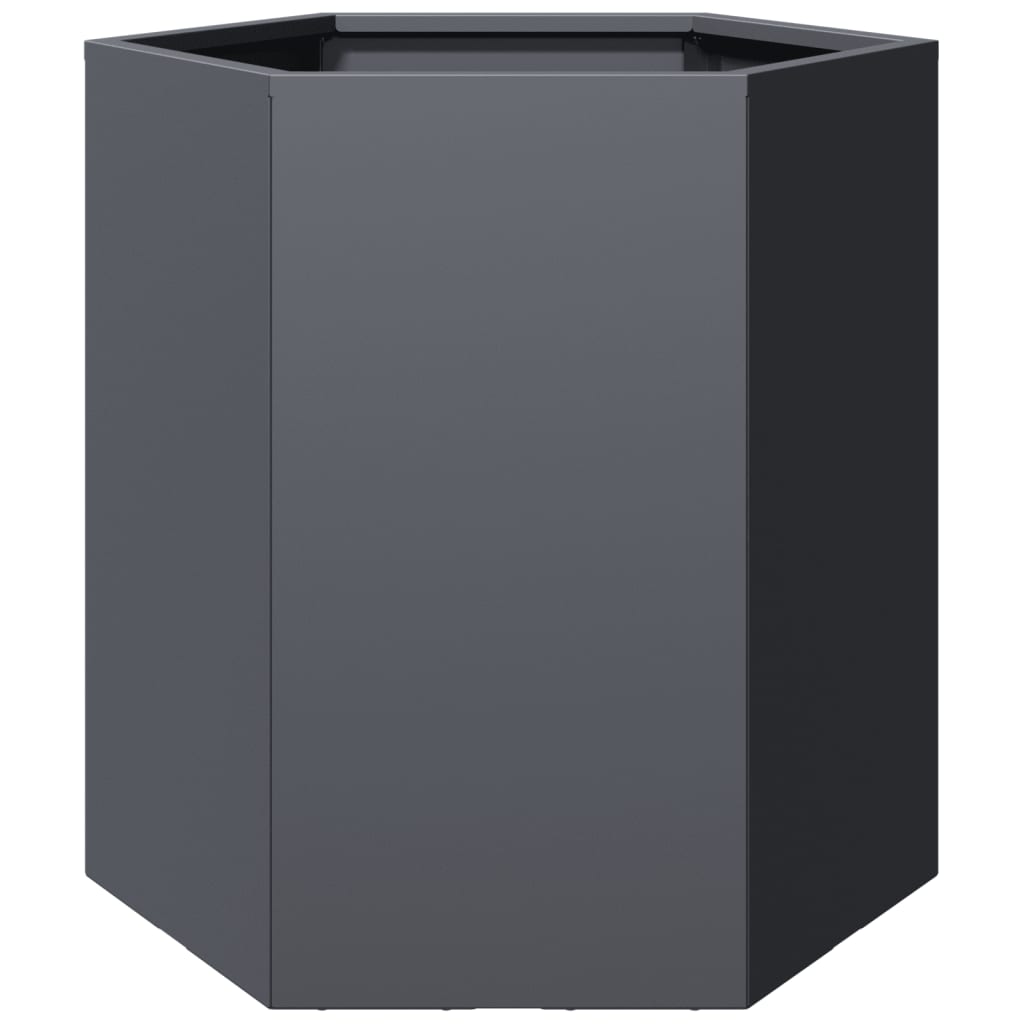 Vasos floreiras jardim 2 pcs hexagonal 46x40x45cm aço antracite