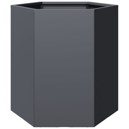 Vasos floreiras jardim 2 pcs hexagonal 46x40x45cm aço antracite