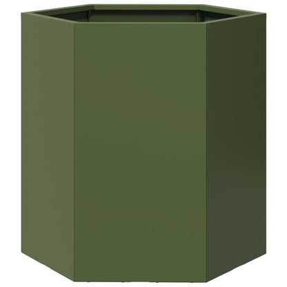 Vasos floreiras de jardim 2 pcs hexagonal 46x40x45 cm aço verde