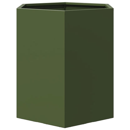 Vasos floreiras de jardim 2 pcs hexagonal 46x40x45 cm aço verde