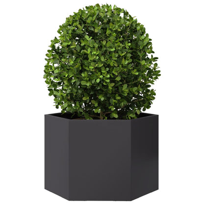 Vaso/floreira de jardim hexagonal 69x60x45 cm aço preto