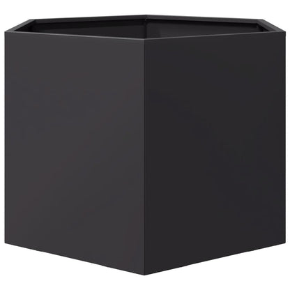 Vaso/floreira de jardim hexagonal 69x60x45 cm aço preto
