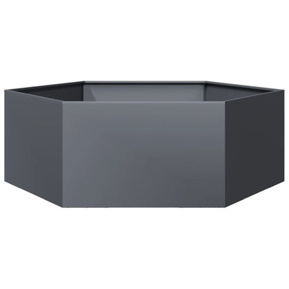 Vaso/floreira de jardim hexagonal 138x120x45 cm aço antracite
