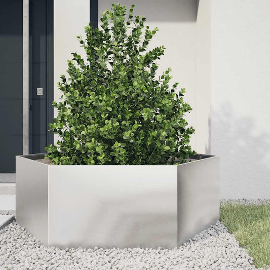 Vaso/floreira de jardim hexagonal 138x120x45 cm aço inoxidável