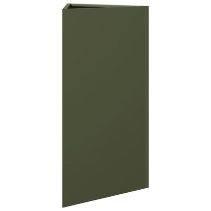 Vaso/floreira jardim triangular 40x34,5x70cm aço verde-azeitona