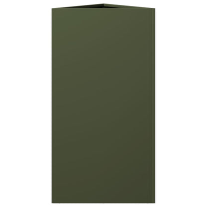 Vaso/floreira jardim triangular 40x34,5x70cm aço verde-azeitona