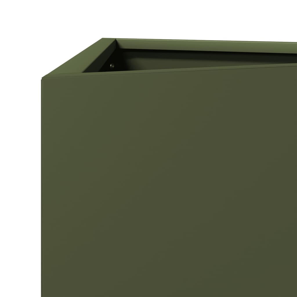 Vaso/floreira jardim triangular 40x34,5x70cm aço verde-azeitona