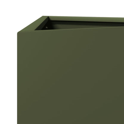 Vaso/floreira jardim triangular 40x34,5x70cm aço verde-azeitona