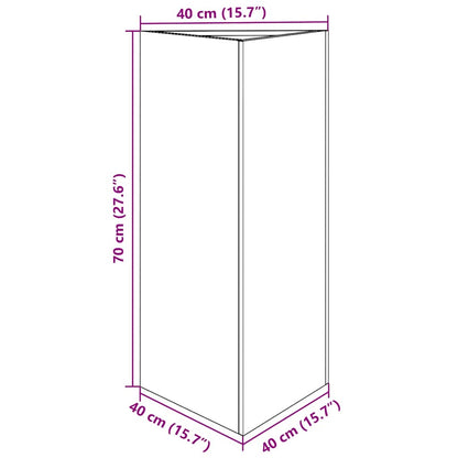Vaso/floreira de jardim triangular 40x40x75 cm aço galvanizado