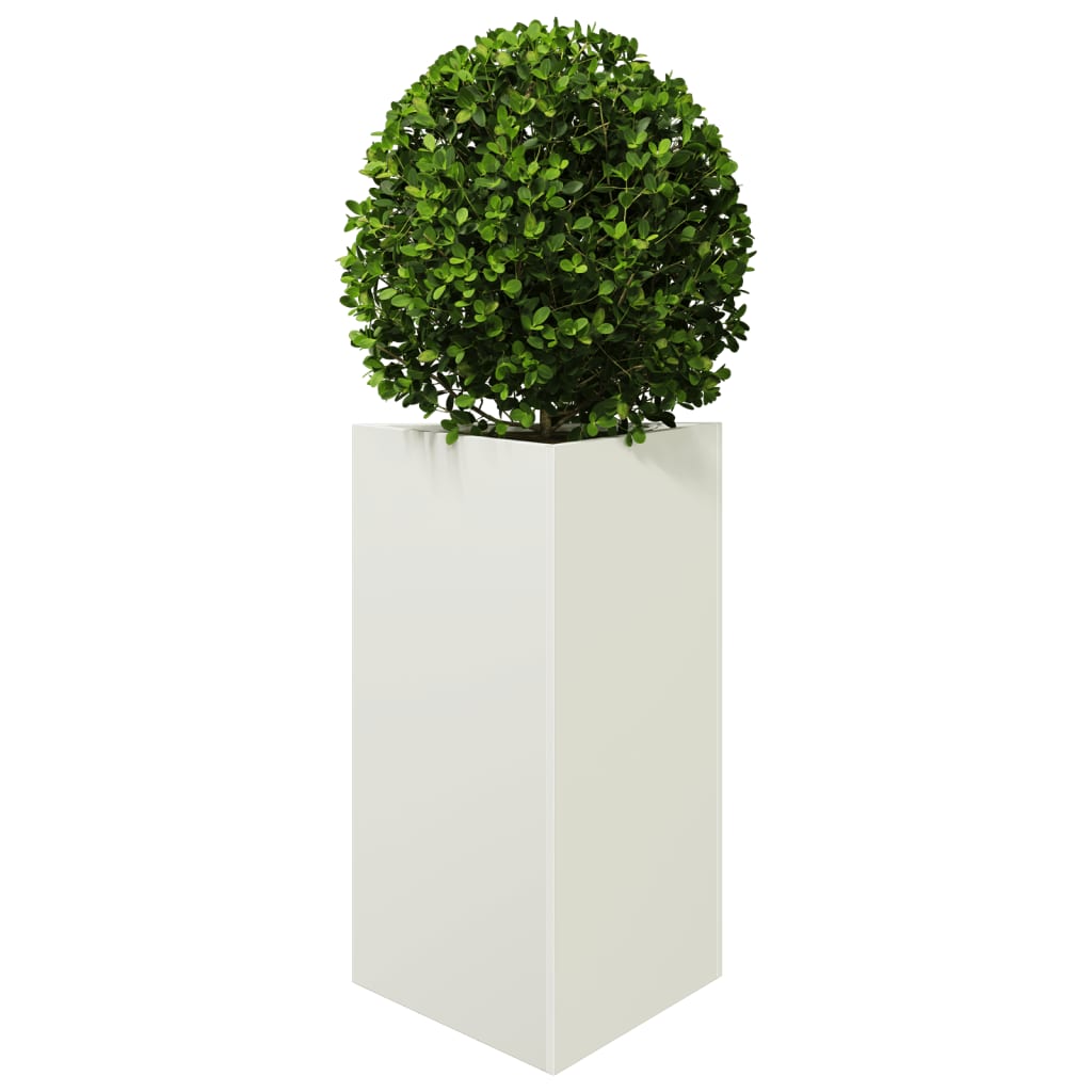 Vaso/floreira de jardim triangular 2 pcs 50x43x75 cm aço branco