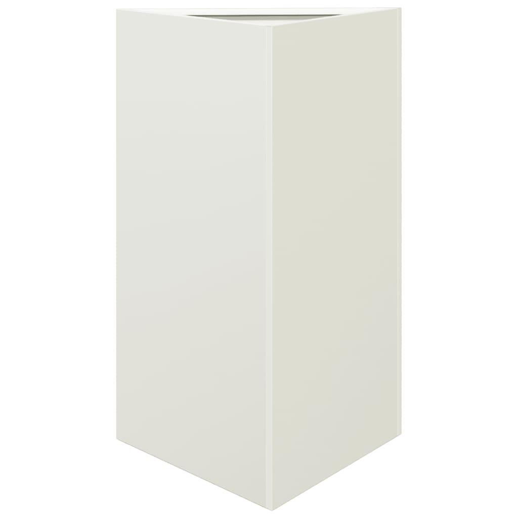 Vaso/floreira de jardim triangular 2 pcs 50x43x75 cm aço branco