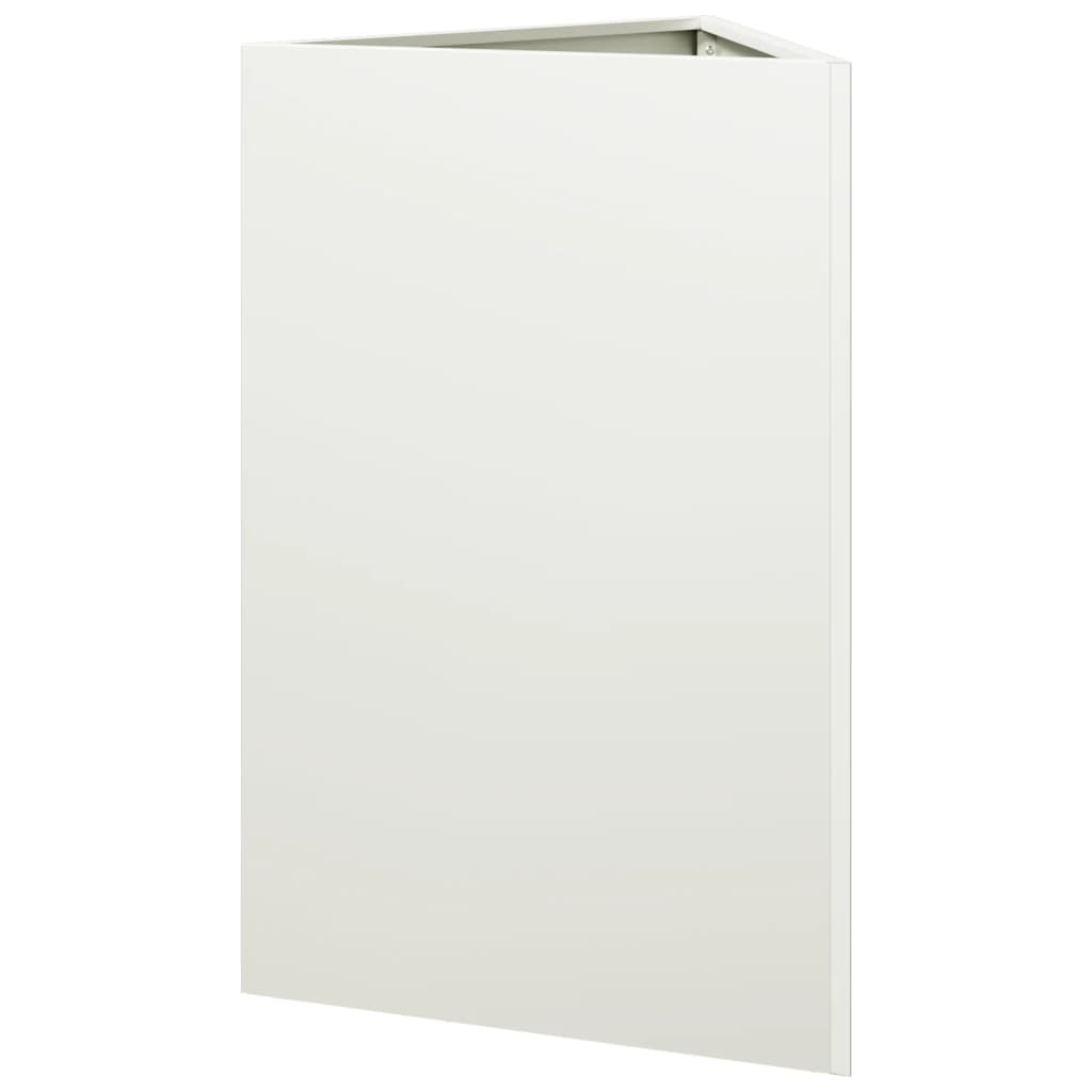 Vaso/floreira de jardim triangular 2 pcs 50x43x75 cm aço branco