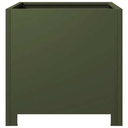 Vaso/floreira de jardim 2 pcs 40x40x40 cm aço verde azeitona