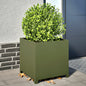 Vaso/floreira de jardim 50x50x50 cm aço verde azeitona