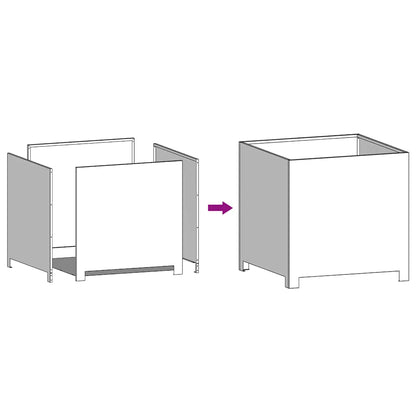 Vaso/floreira de jardim 50x50x50 cm aço galvanizado