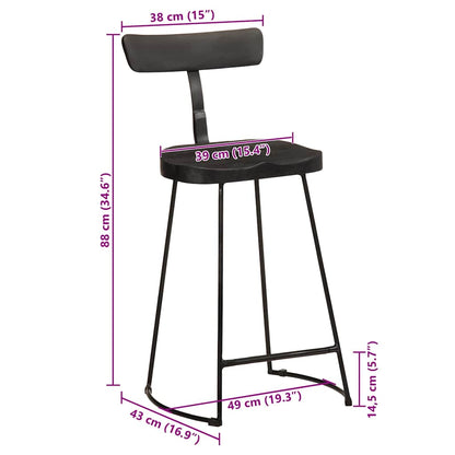 Bancos de bar 2 pcs 49x43x88 cm madeira de mangueira maciça