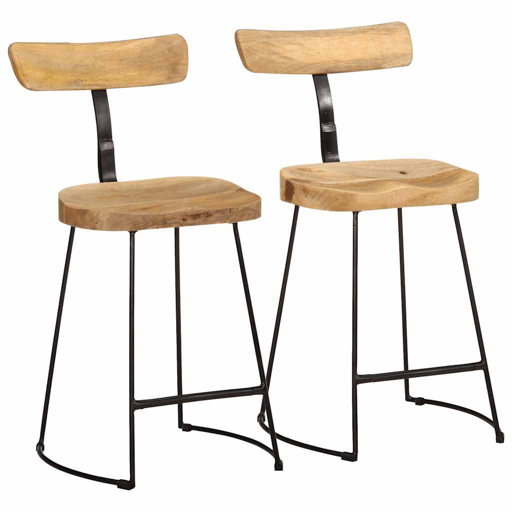 Bancos de bar 2 pcs 49x43x79 cm madeira de mangueira maciça