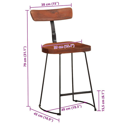 Bancos de bar 2 pcs 49x43x79 cm madeira de mangueira maciça
