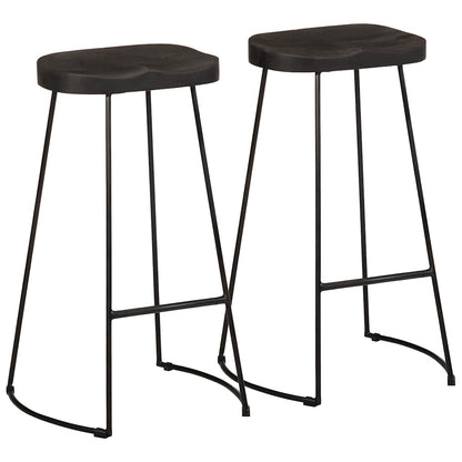 Banquetas de Bar 2 pcs Pretas Madeira Maciça de Mangueira