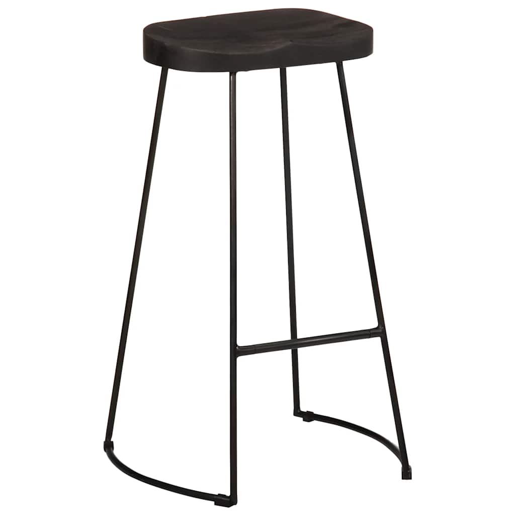 Banquetas de Bar 2 pcs Pretas Madeira Maciça de Mangueira