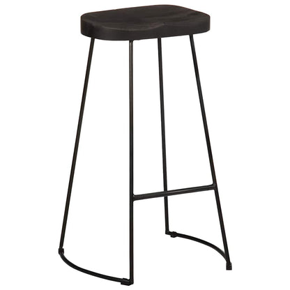 Banquetas de Bar 2 pcs Pretas Madeira Maciça de Mangueira