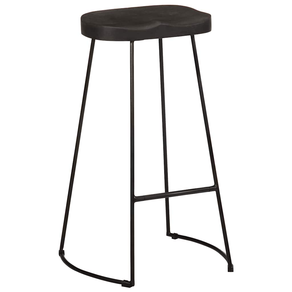 Banquetas de Bar 2 pcs Pretas Madeira Maciça de Mangueira