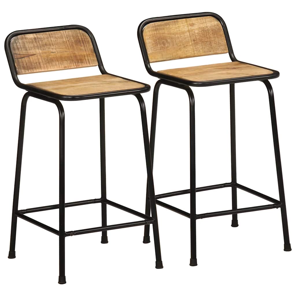 Bancos de bar 2 pcs Madeira Maciça de Mangueira Rústica