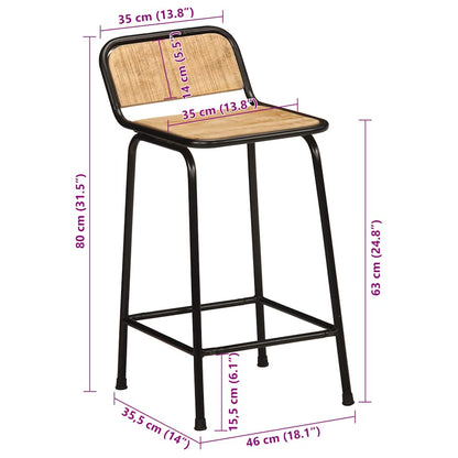 Bancos de bar 4 pcs Madeira Maciça de Mangueira Rústica
