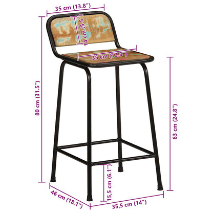Bancos de bar 2 pcs 46x35,5x80 cm Madeira Maciça Recuperada