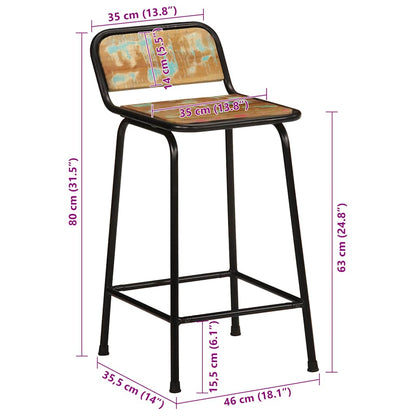 Bancos de bar 4 pcs 46x35,5x80 cm Madeira Maciça Recuperada