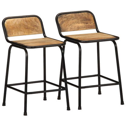 Bancos de bar 2 pcs Madeira Maciça de Mangueira Rústica