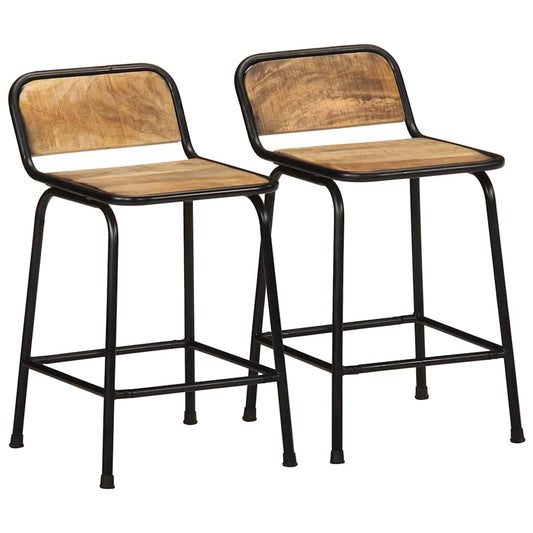 Bancos de bar 2 pcs Madeira Maciça de Mangueira Rústica