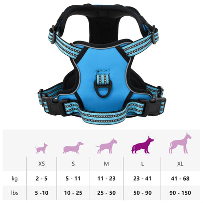 Peitoral para cães com faixas refletoras ajustável L azul