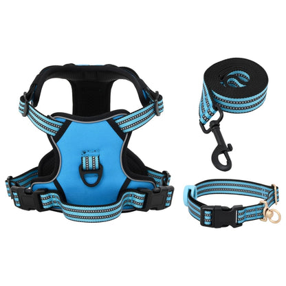 Peitoral para cães com trela e coleira ajustável M azul