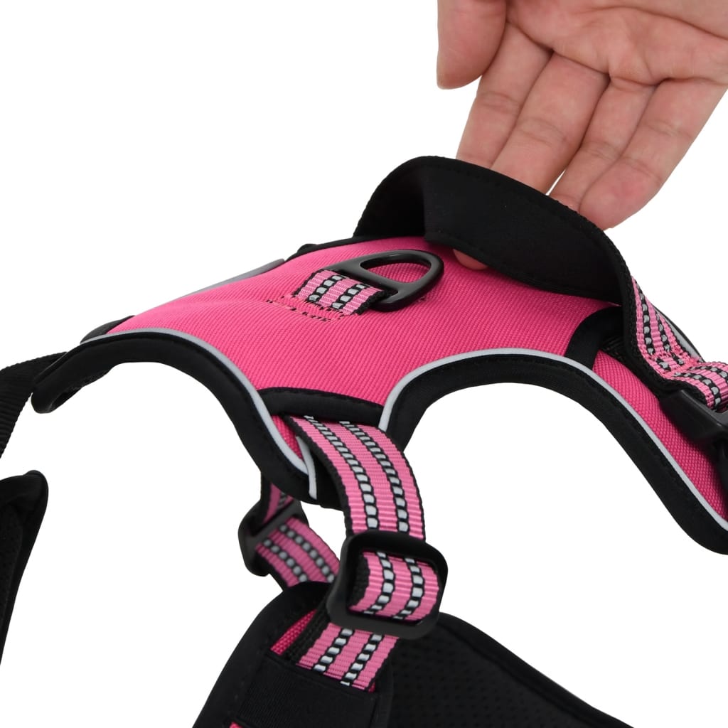 Peitoral para cães com trela e coleira ajustável XL rosa