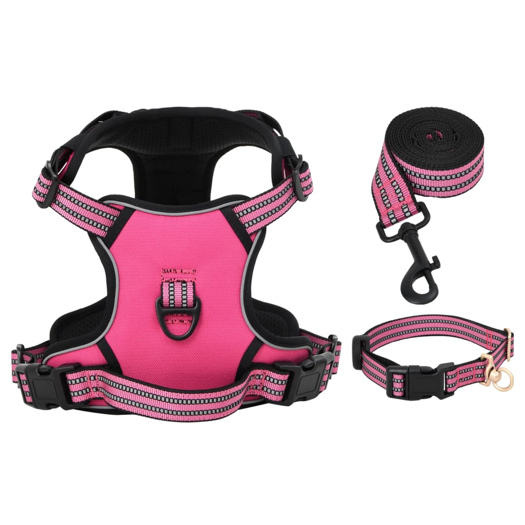 Peitoral para cães com trela e coleira ajustável XL rosa