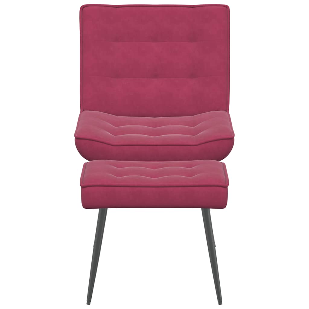 Cadeira de descanso com banco veludo vermelho tinto