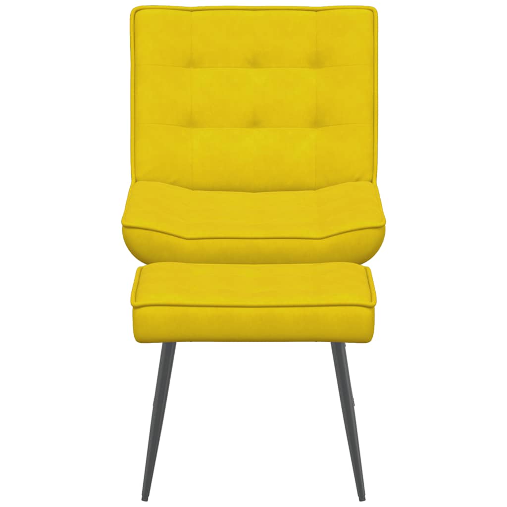 Cadeira de relaxamento com banco em veludo amarelo