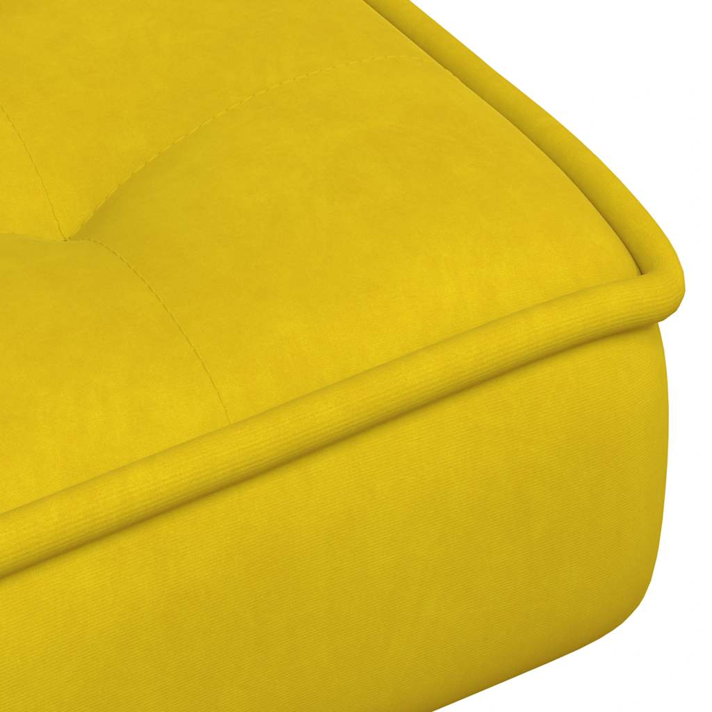 Cadeira de relaxamento com banco em veludo amarelo
